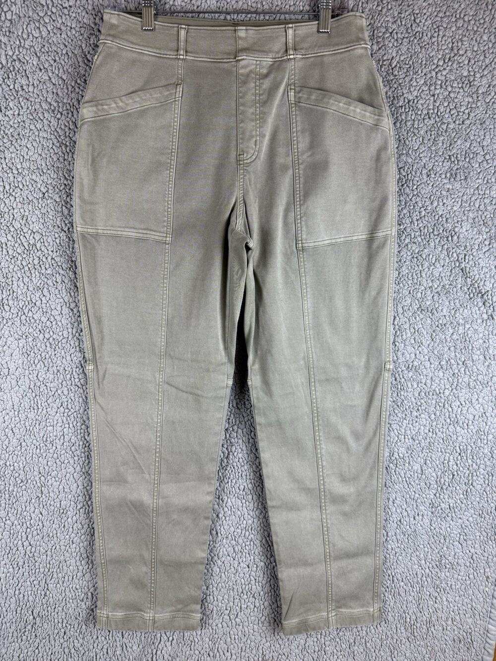 Spanx Stretch Twill Straight Leg Pants Pull On Women’s Large Green